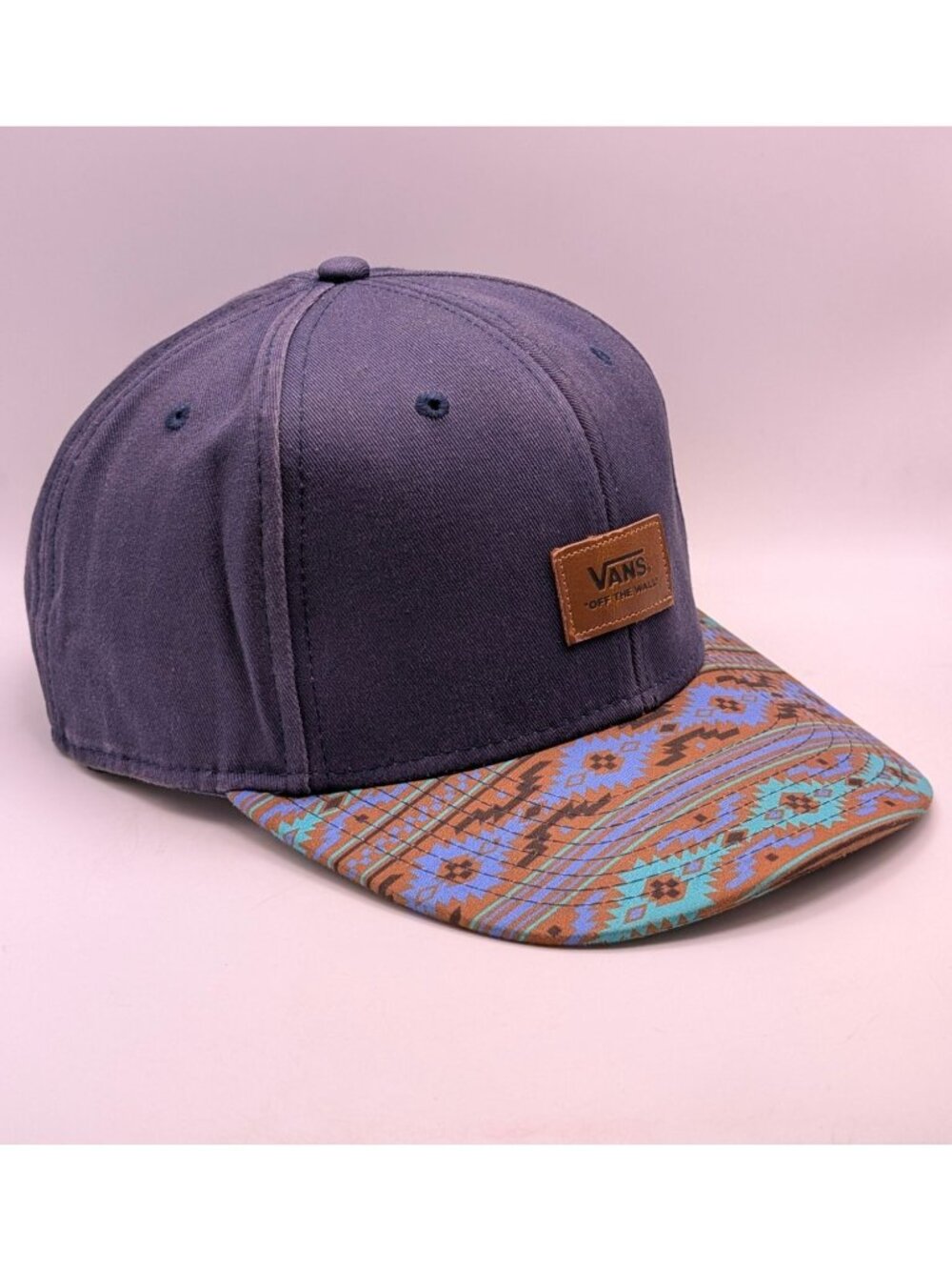 VANS Off The Wall Skate Skateboarding Hat Snapback Cap Navy Blue Aztec Southwest